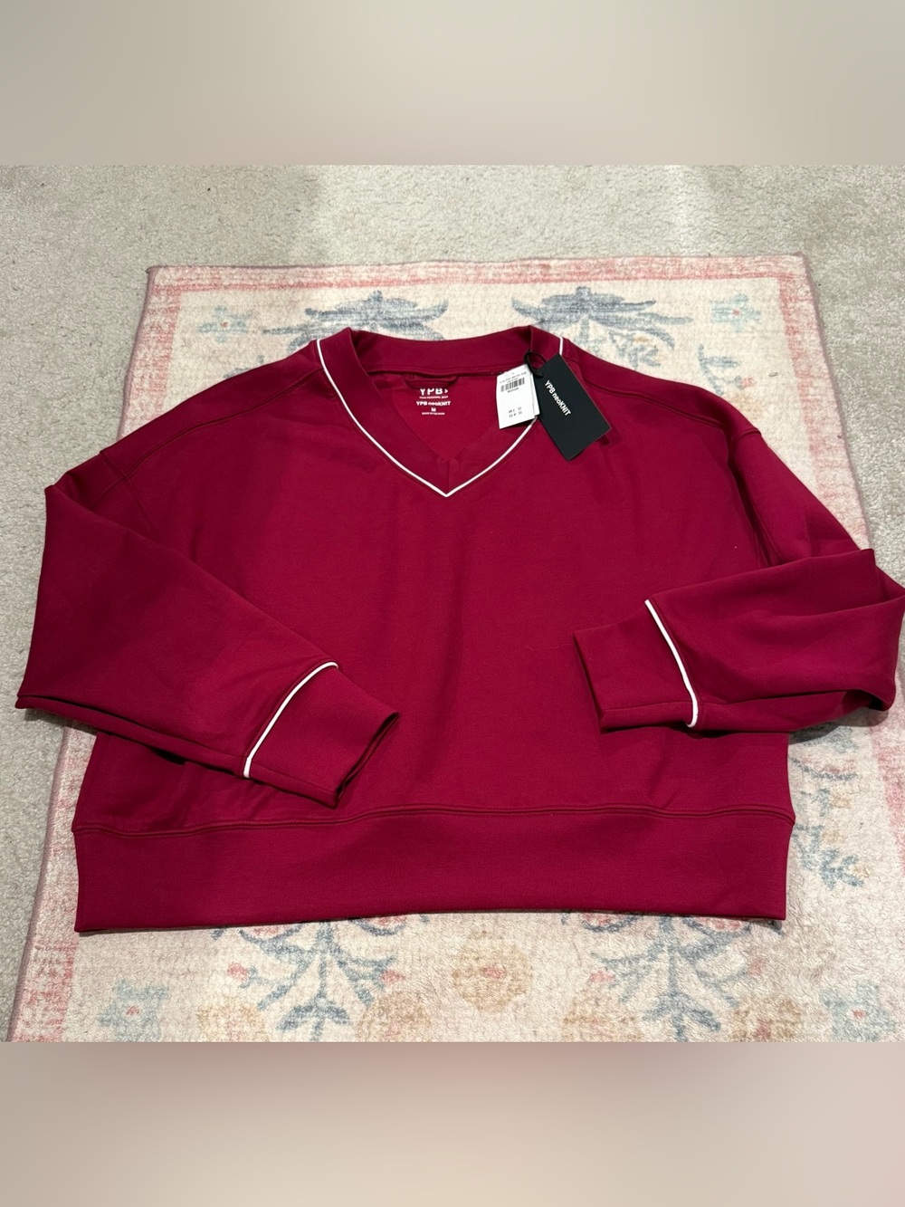 NWT Abercrombie & Fitch YPB neoKNIT sweatshirt pink and white
